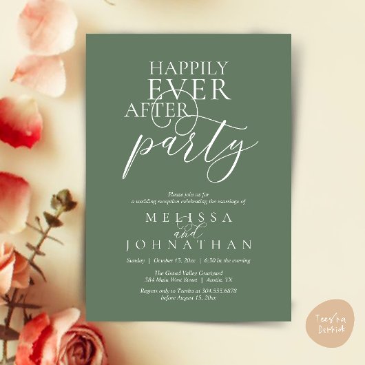 Invitation Happily Ever After Party, Modern Classy Wedding