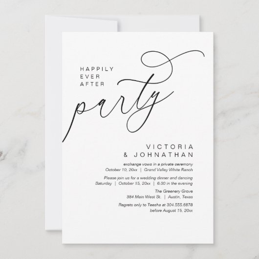 Invitation Happily Ever After Party, Modern Romantic Dinner (Devant)