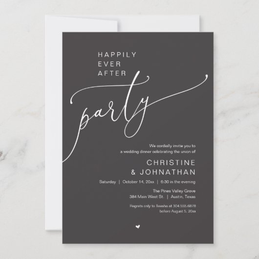 Invitation "Happily Ever After Party" Modern Wedding Dinner (Devant)