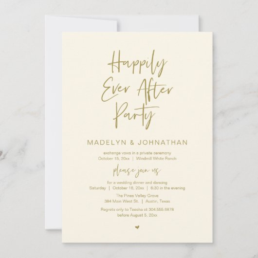 Invitation Happily Ever After Party, Modern Wedding Dinner (Devant)