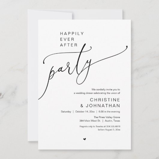 Invitation "Happily Ever After Party" Modern Wedding Dinner (Devant)