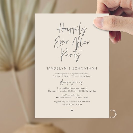 Invitation Happily Ever After Party, Modern Wedding Dinner