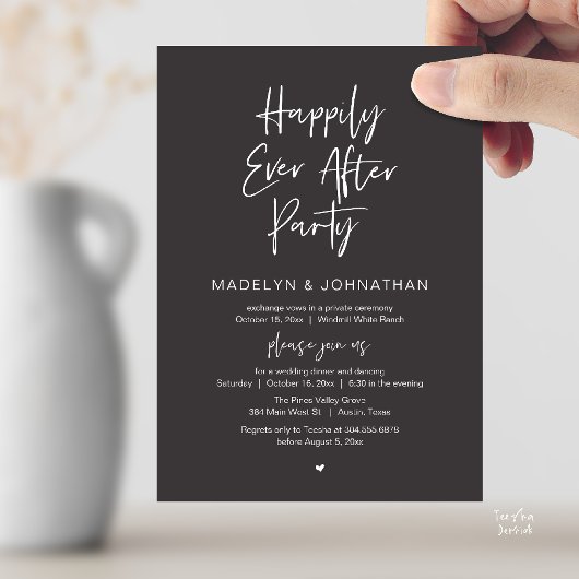 Invitation Happily Ever After Party, Modern Wedding Dinner