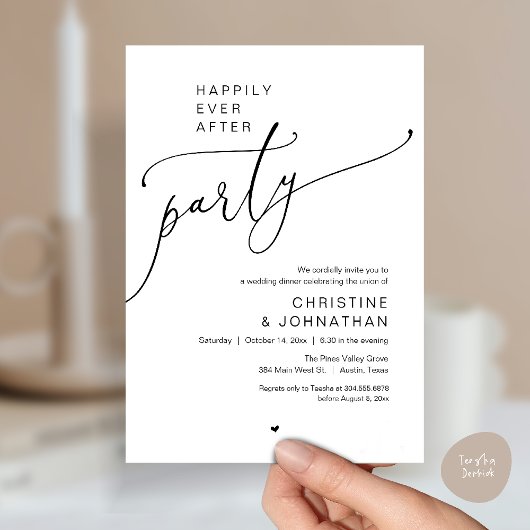 Invitation "Happily Ever After Party" Modern Wedding Dinner