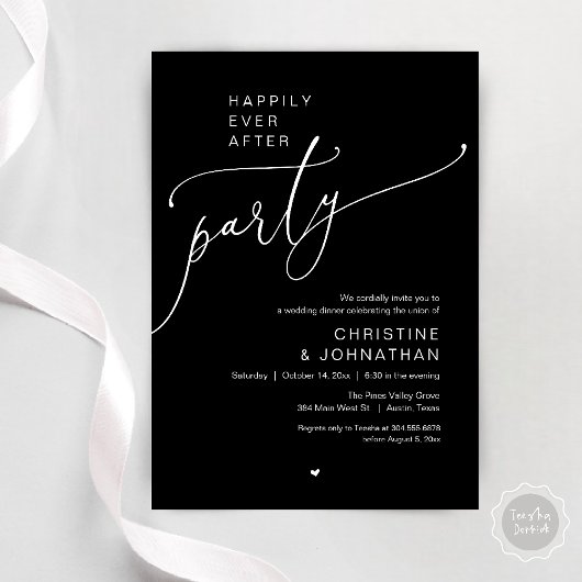 Invitation "Happily Ever After Party" Modern Wedding Dinner