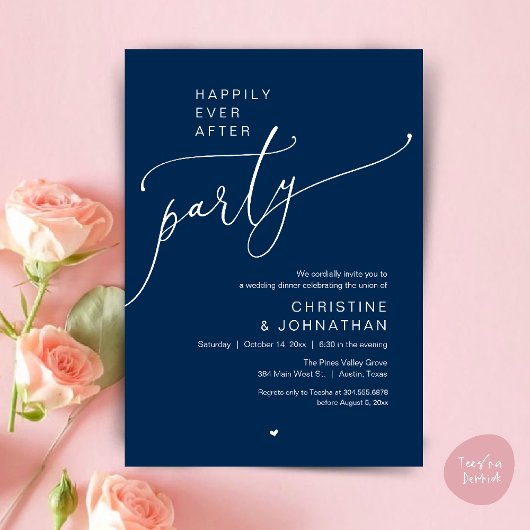 Invitation "Happily Ever After Party" Modern Wedding Dinner