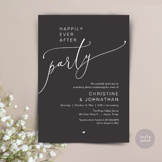 Invitation "Happily Ever After Party" Modern Wedding Dinner