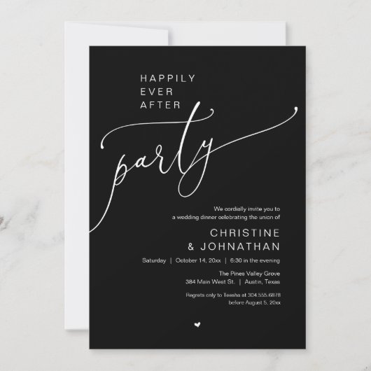 Invitation "Happily Ever After Party" Modern Wedding Dinner (Devant)