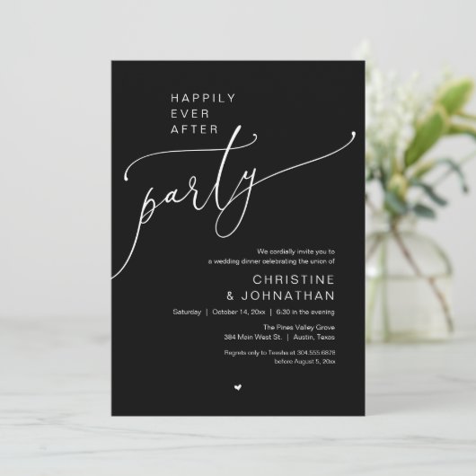 Invitation "Happily Ever After Party" Modern Wedding Dinner (Debout devant)
