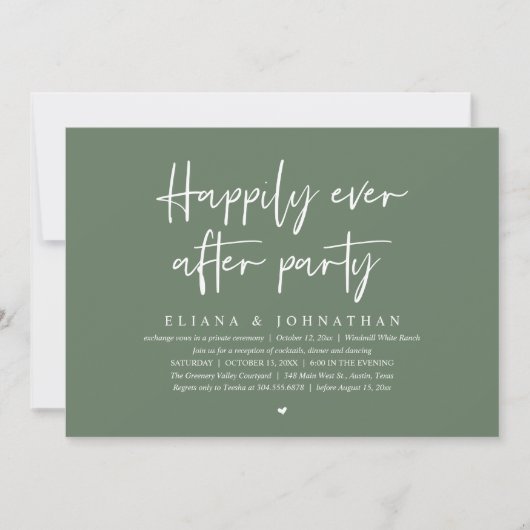 Invitation Happily Ever After Party Modern Wedding Reception (Devant)