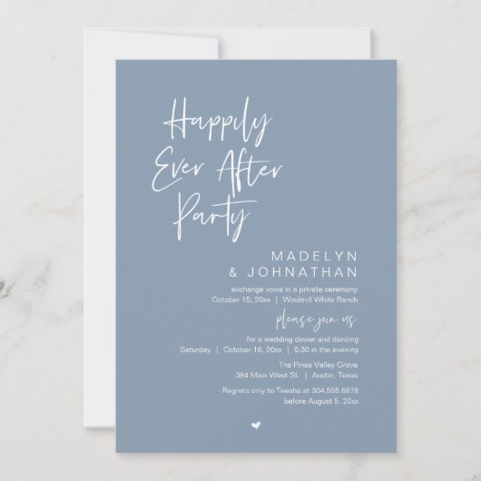 Invitation Happily Ever After Party, Modern Wedding Reception (Devant)