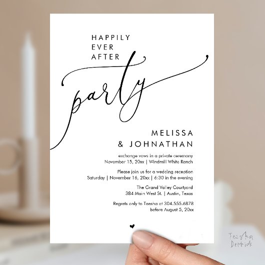 Invitation Happily Ever After Party Modern Wedding Reception