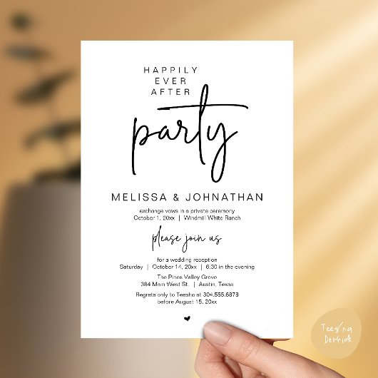 Invitation Happily Ever After Party, Modern Wedding Reception