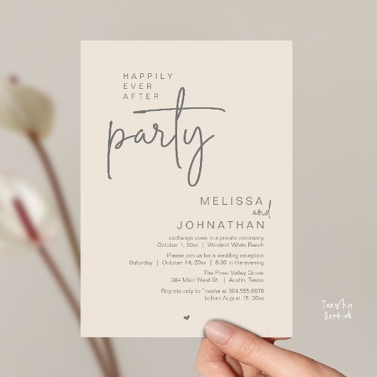 Invitation Happily Ever After Party, Modern Wedding Reception