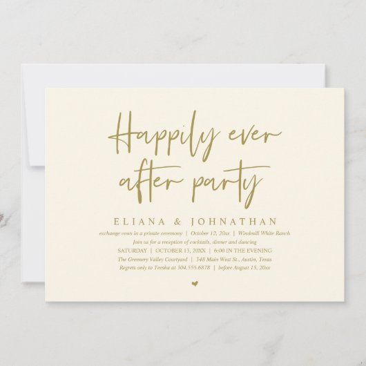 Invitation  Happily Ever After Party Modern Wedding Reception (Devant)