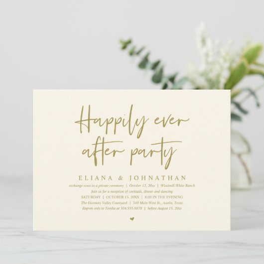 Invitation  Happily Ever After Party Modern Wedding Reception (Debout devant)