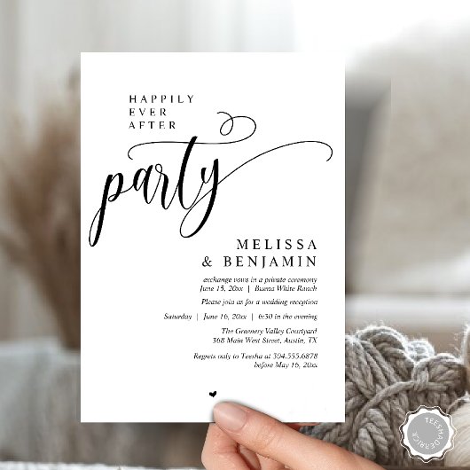 Invitation Happily Ever After Party, Reception Modern Minimal