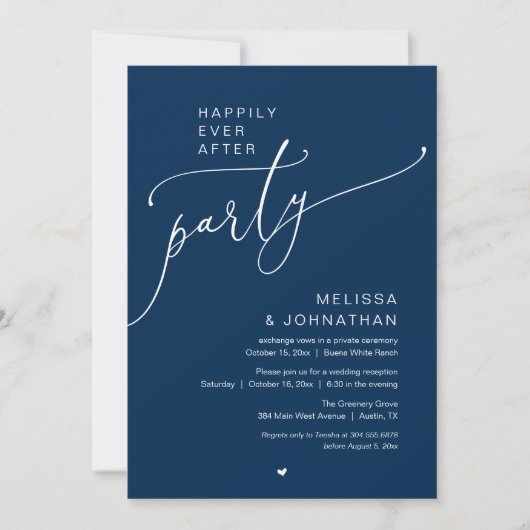 Invitation Happily Ever After Party Romance Wedding Reception (Devant)