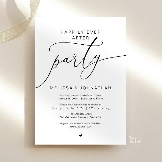 Invitation Happily Ever After Party Romance Wedding Reception