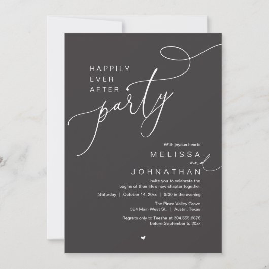 Invitation Happily Ever After Party, Romantic Wedding Dinner (Devant)