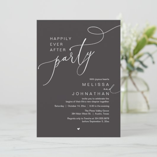 Invitation Happily Ever After Party, Romantic Wedding Dinner (Debout devant)