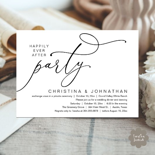 Invitation Happily Ever After Party, Romantic Wedding Dinner