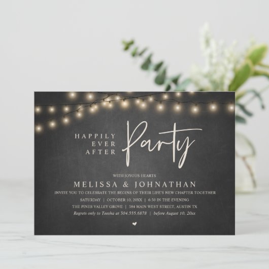 Invitation Happily Ever After Party, Rustic String Lights (Debout devant)
