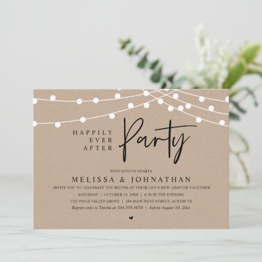 Invitation Happily Ever After Party, Rustic String Lights (Debout devant)