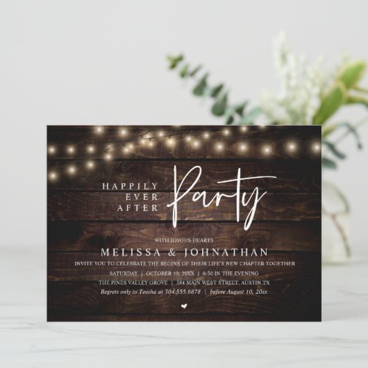Invitation Happily Ever After Party, Rustic String Lights (Debout devant)