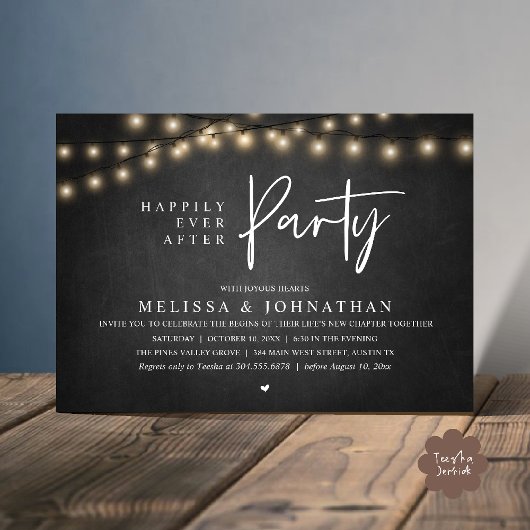Invitation Happily Ever After Party, Rustic String Lights