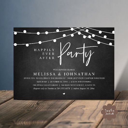 Invitation Happily Ever After Party, Rustic String Lights