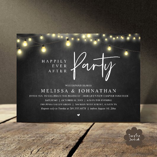 Invitation Happily Ever After Party, Rustic String Lights