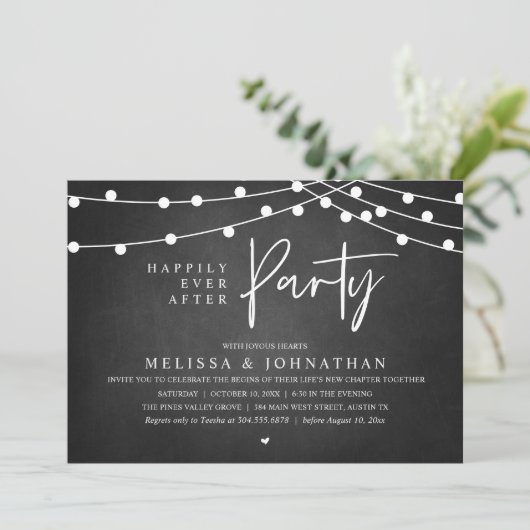 Invitation Happily Ever After Party, Rustic String Lights (Debout devant)