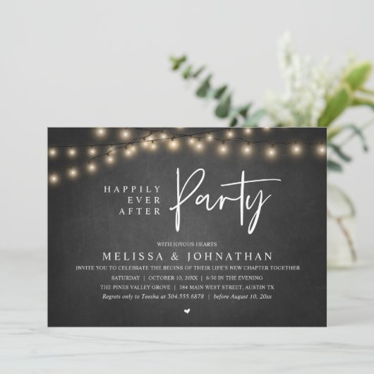 Invitation Happily Ever After Party, Rustic String Lights (Debout devant)
