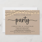 Invitation Happily Ever After Party, Rustic String Lights Wed (Devant)