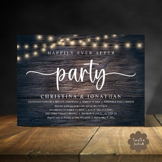 Invitation Happily Ever After party, Rustic Wedding