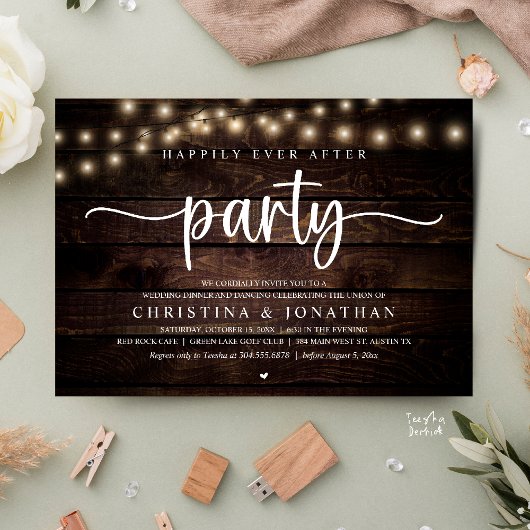 Invitation Happily Ever After Party, Rustic Wedding Dinner