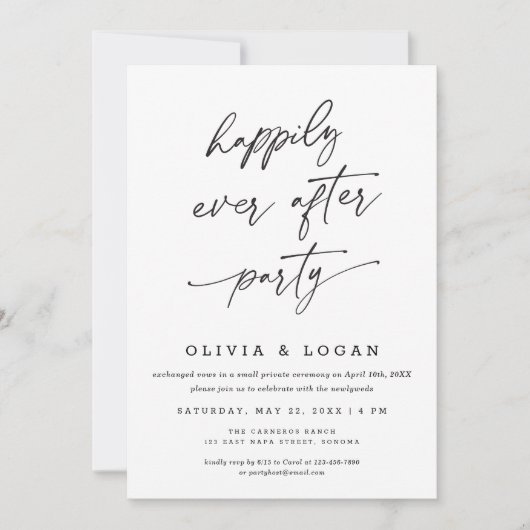 Invitation Happily Ever After Party Script Wedding Elopement (Devant)