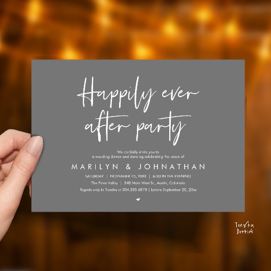 Invitation Happily Ever After Party, Wedding Dinner Dancing