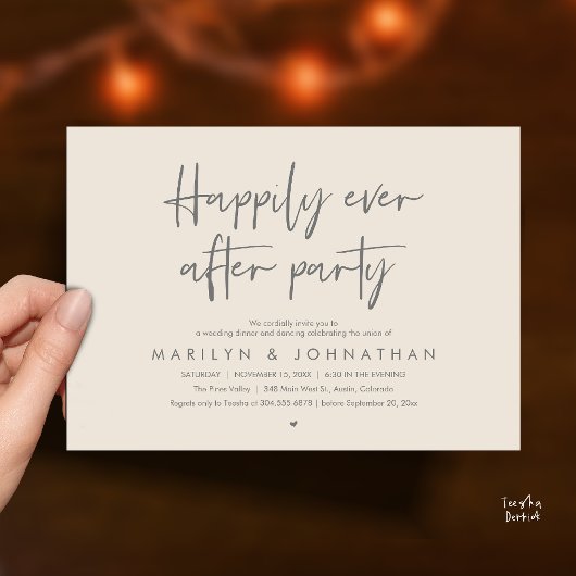 Invitation Happily Ever After Party, Wedding Dinner Dancing