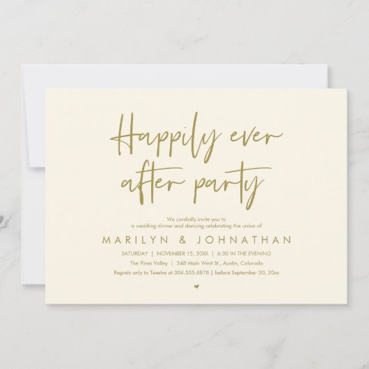 Invitation Happily Ever After Party, Wedding Dinner Dancing (Devant)