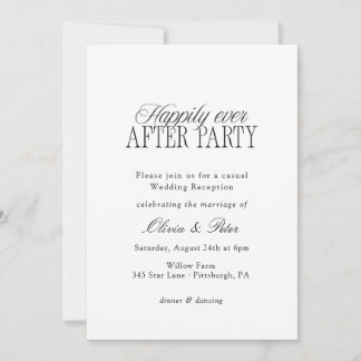 Invitation Happily Ever After Party Wedding Reception