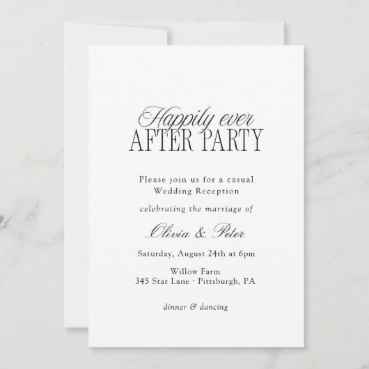 Invitation Happily Ever After Party Wedding Reception (Devant)