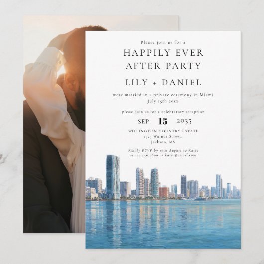 Invitation Happily Ever After Photo Miami Wedding (Devant / Derrière)