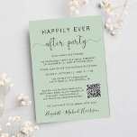 Invitation Happily Ever After Photo QR Code Wedding Reception<br><div class="desc">Stylish sage green elopement or private wedding announcement and wedding reception or celebration party invitation. "Happily Ever After Party" is written in a mix of simple typography and an elegant script with swashes. Personalize your announcement and invitation, create a QR code linked to your wedding website for your guests to...</div>