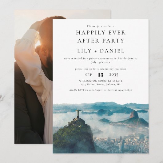 Invitation Happily Ever After Photo Rio de Janeiro Wedding (Devant / Derrière)
