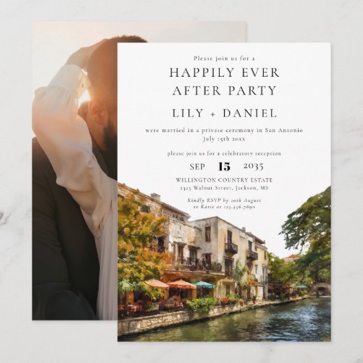 Invitation Happily Ever After Photo San Antonio Wedding (Devant / Derrière)