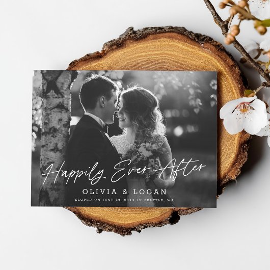 Invitation Happily Ever After Script Wedding Photo Elopement