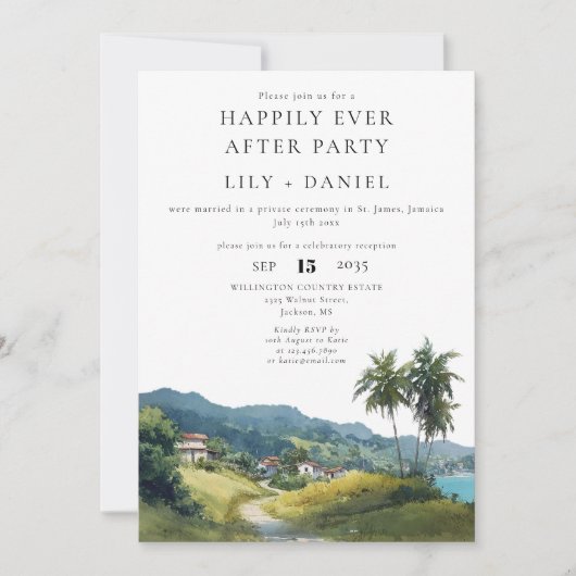 Invitation Happily Ever After Tropical Caribbean Wedding (Devant)
