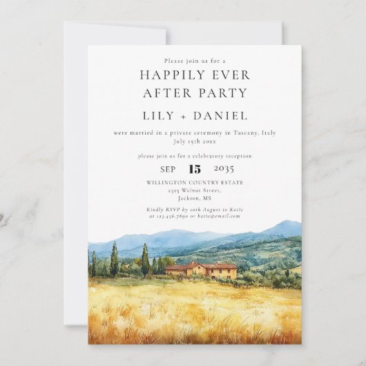 Invitation Happily Ever After Tuscany Italy Wedding (Devant)